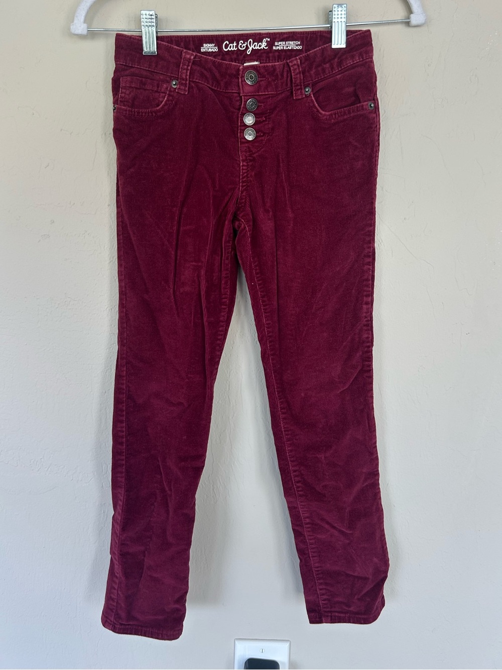 Cat & Jack Girls Burgundy Red Corduroy Skinny Super Stretch Pants Size 8 (1671)